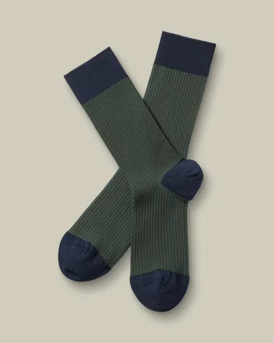 Charles Tyrwhitt Men's  Textured Socks In Green