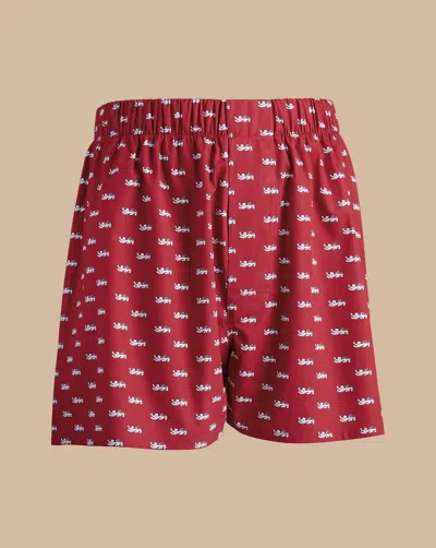 Charles Tyrwhitt Men's  The Lions Print Woven Boxers In Red