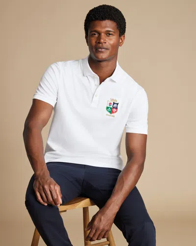 Charles Tyrwhitt Men's  The Lions Pique Polo Shirt In White