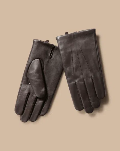 Charles Tyrwhitt Leather Touch Screen Gloves In Brown