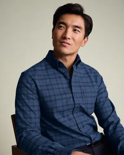 Charles Tyrwhitt Men's  Twill Check Shirt In Blue