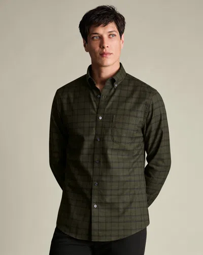 Charles Tyrwhitt Men's  Twill Check Shirt In Green