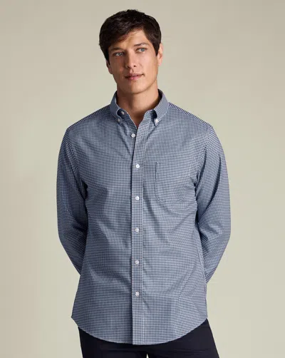 Charles Tyrwhitt Men's  Twill Gingham Shirt In Blue
