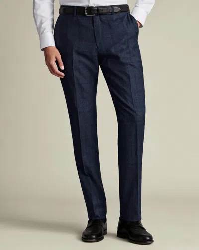 Charles Tyrwhitt Men's  Ultimate Performance Check Suit Trousers In Blue