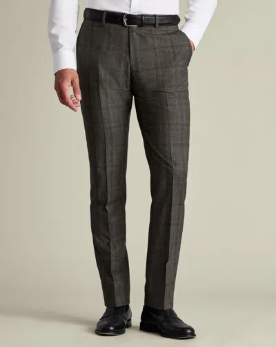 Charles Tyrwhitt Men's  Ultimate Performance Check Suit Trousers In Brown