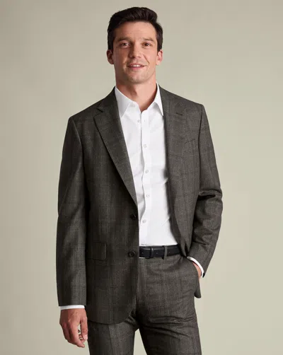 Charles Tyrwhitt Men's  Ultimate Performance Checkered Suit Na Jacket In Brown