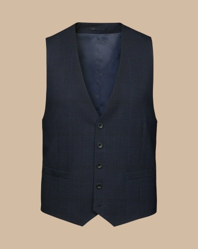 Charles Tyrwhitt Men's  Ultimate Performance Prince Of Wales Waistcoat In Blue