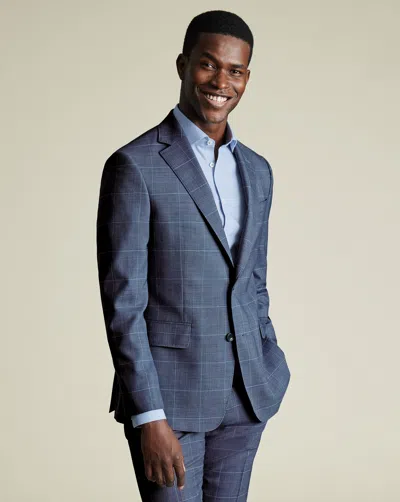Charles Tyrwhitt Men's  Ultimate Performance Checkered Suit Na Jacket In Blue