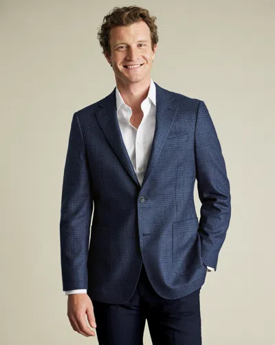 Charles Tyrwhitt Men's  Wool Twill Silk Na Jacket In Blue