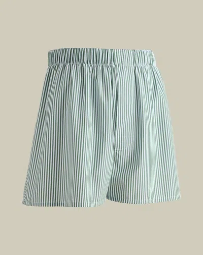 Charles Tyrwhitt Men's  Woven Stripe Boxers In Green