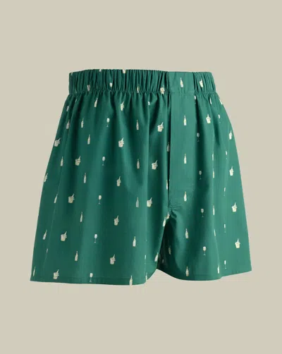 Charles Tyrwhitt Men's  Woven Wine Bottle Print Boxers In Green