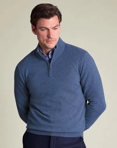 Charles Tyrwhitt Men's  Zip Neck Sweater In Blue