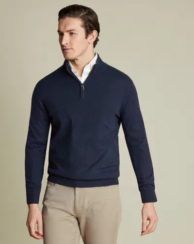 Charles Tyrwhitt Men's  Zip Neck Sweater In Blue