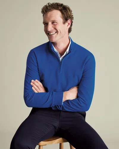 Charles Tyrwhitt Men's  Zip Neck Sweater In Blue