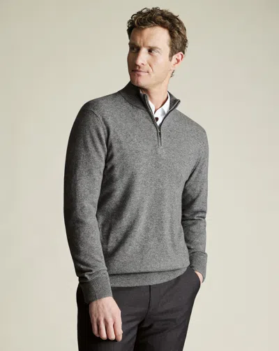Charles Tyrwhitt Men's  Zip Neck Sweater In Gray