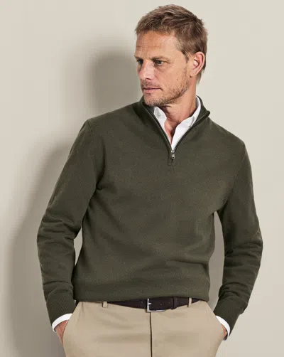 Charles Tyrwhitt Men's  Zip Neck Sweater In Green