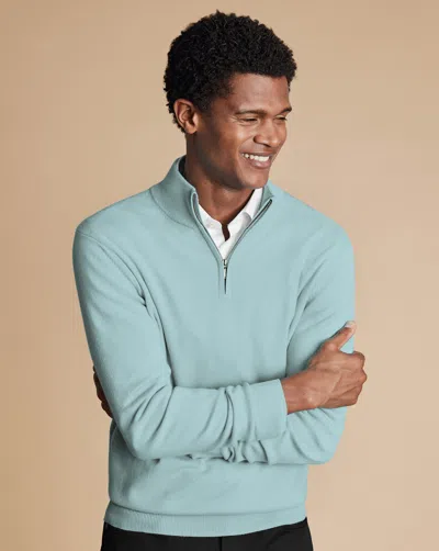 Charles Tyrwhitt Men's  Zip Neck Sweater In Green