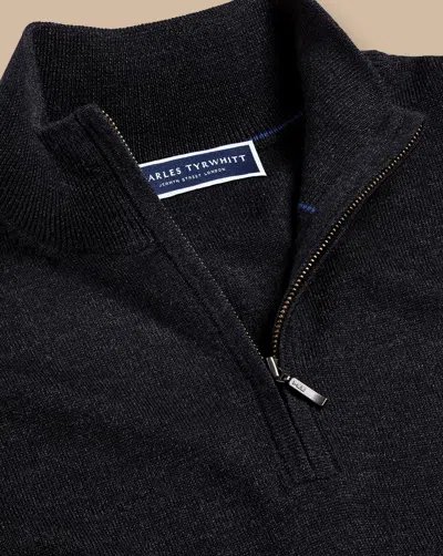 Charles Tyrwhitt Merino Zip Neck Sweater In Grey