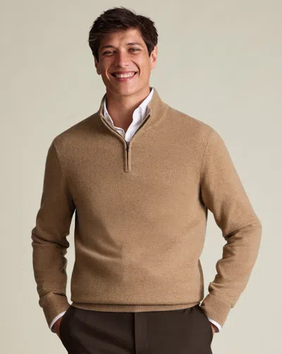 Charles Tyrwhitt Men's  Zip Neck Sweater In Neutral
