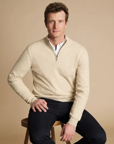 Charles Tyrwhitt Men's  Zip Neck Sweater In Neutral