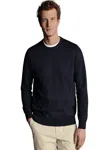 Charles Tyrwhitt Men's Combed Cotton Crew Neck Sweater In Blue