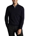 Charles Tyrwhitt Men's Long Sleeve Quarter-zip Merino Wool Sweater In Black