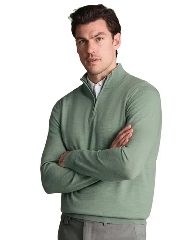 Charles Tyrwhitt Men's Long Sleeve Quarter-zip Merino Wool Sweater In Green