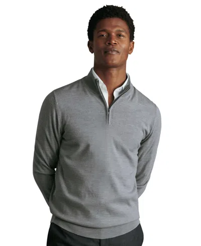 Charles Tyrwhitt Men's Long Sleeve Quarter-zip Merino Wool Sweater In Gray