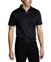 Charles Tyrwhitt Men's Mercerized Cotton Short Sleeve Zipper Polo Shirt In Black
