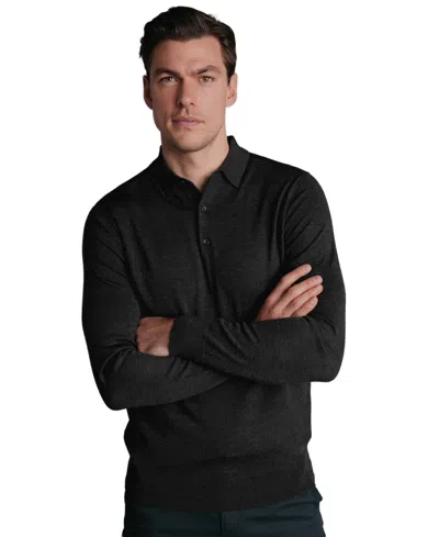 Charles Tyrwhitt Men's Merino Wool Polo Sweater In Black