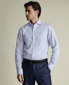 Charles Tyrwhitt Non-iron Poplin Check Shirt In Blue