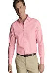 Charles Tyrwhitt Men's Non-iron Clifton Weave Cutaway Slim Fit Shirt Single Cuff In Pink