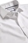Charles Tyrwhitt Men's Non-iron Clifton Weave Cutaway Slim Fit Shirt Single Cuff In White