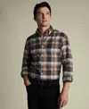 Charles Tyrwhitt Men's Plaid Long-sleeve Shirt In Brown