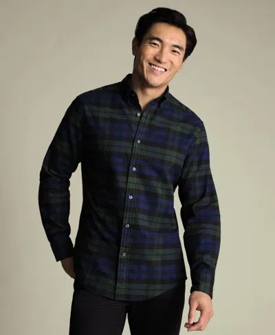 Charles Tyrwhitt Men's Plaid Long-sleeve Shirt In Blue