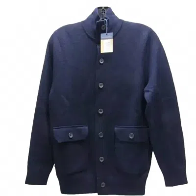 Charles Tyrwhitt Men's Pure Merino Funnel Neck Button Blazer In Blue