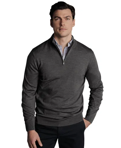 Charles Tyrwhitt Men's Quarter-zip Sweater In Gray