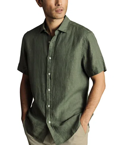 Charles Tyrwhitt Men's Slim-fit Button-down Linen Shirt In Green