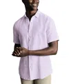 Charles Tyrwhitt Men's Slim-fit Button-down Linen Shirt In Pink