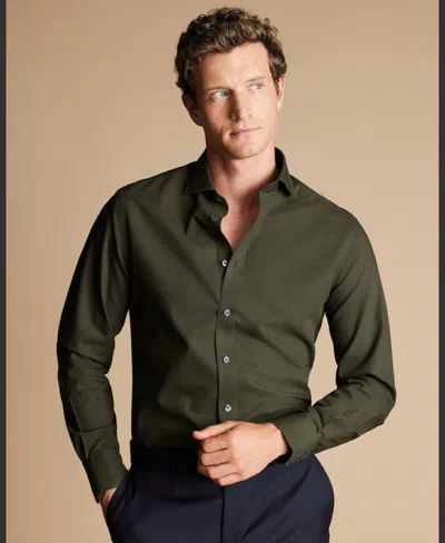 Charles Tyrwhitt Men's Slim-fit Dress Shirt In Olive Green