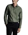 Charles Tyrwhitt Men's Slim Fit Long Sleeve Linen Button-front Shirt In Green