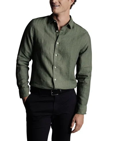 Charles Tyrwhitt Men's Slim Fit Long Sleeve Linen Button-front Shirt