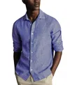 Charles Tyrwhitt Men's Slim Fit Long Sleeve Linen Button-front Shirt In Blue