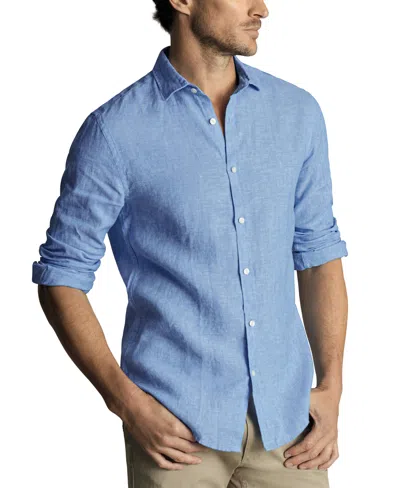 Charles Tyrwhitt Men's Slim Fit Long Sleeve Linen Button-front Shirt