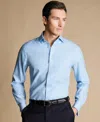 Charles Tyrwhitt Cutaway Collar Non-iron Herringbone Shirt In Blue