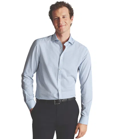 Charles Tyrwhitt Men's Slim-fit Poplin Gingham Shirt In Blue
