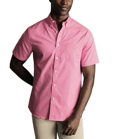 Charles Tyrwhitt Men's Slim Fit Short Sleeve Wrinkle-resistant Button-down Shirt