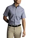 Charles Tyrwhitt Non-iron Stretch Check Short Sleeve Shirt In Blue
