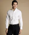Charles Tyrwhitt Men's Non-iron Clifton Weave Cutaway Slim Fit Shirt Double Cuff In White