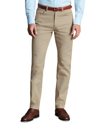 Charles Tyrwhitt Men's Slim-fit Garment-dyed Twill Jeans In Brown